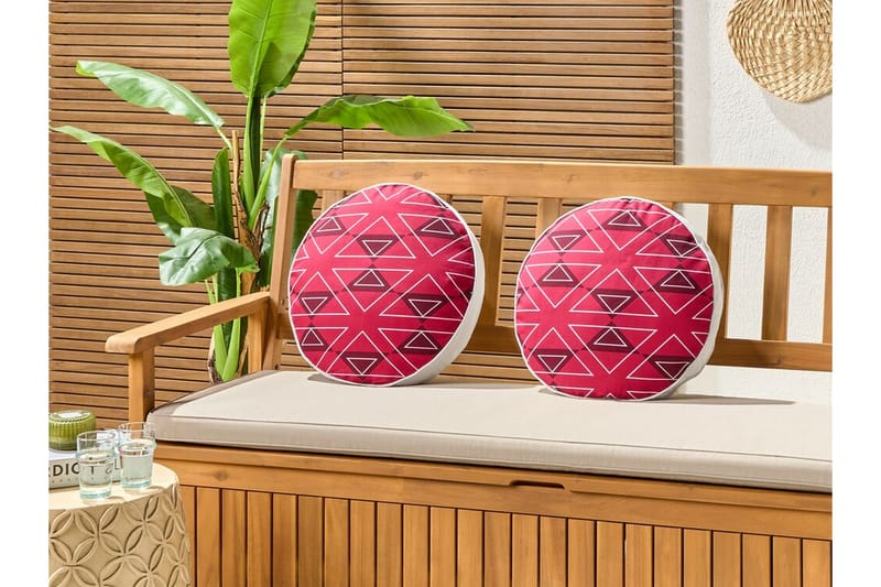 Santa Rosa Udendørspude 40 cm Rund 2 stk - Pink/Hvid - Tekstiler - Pude & plaid - Udendørs puder
