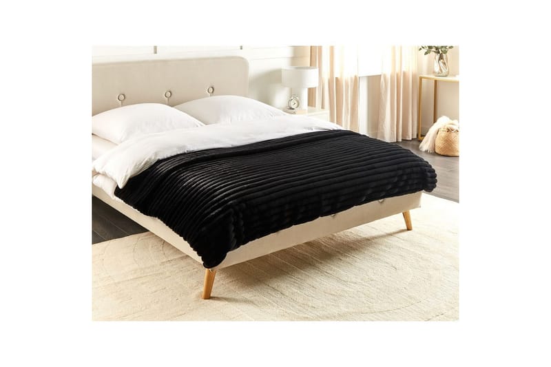 Sengetæppe Rakya Sort, 150x200 cm - Sort, 150x200 cm - Tekstiler - Pude & plaid - Tæpper & plaider