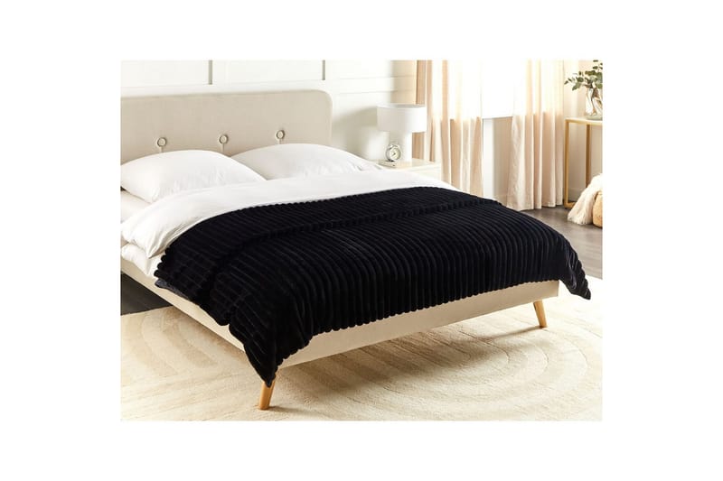 Sengetæppe Rakya Sort, 200x220 cm - Sort, 200x220 cm - Tekstiler - Pude & plaid - Tæpper & plaider