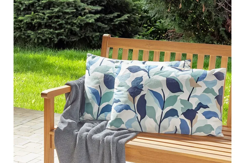 Smithers Udendørspude 42x60 cm - Blå/Hvid - Tekstiler - Pude & plaid - Udendørs puder