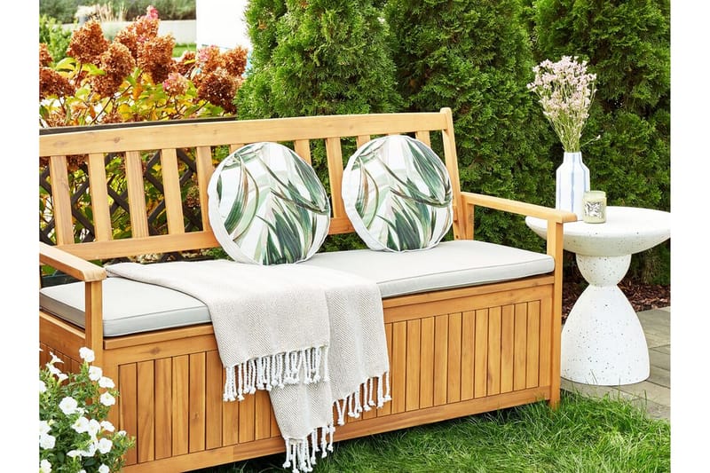 Sorel Udendørspude 40 cm Rund - Grøn/Hvid - Tekstiler - Pude & plaid - Udendørs puder