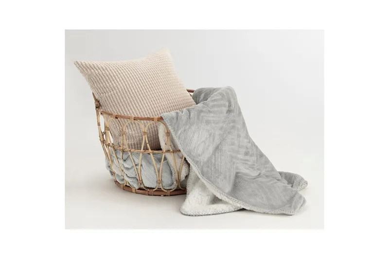 Tæppe Sherpa 130 x 170 cm - Grå - Tekstiler - Pude & plaid - Tæpper & plaider