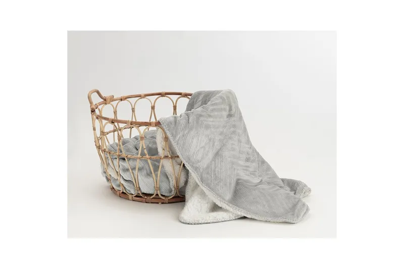 Tæppe Sherpa 130 x 170 cm - Grå - Tekstiler - Pude & plaid - Tæpper & plaider