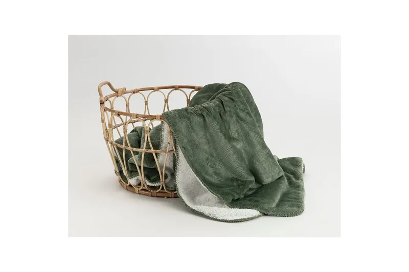 Tæppe Sherpa 130 x 170 cm - Grøn - Tekstiler - Pude & plaid - Tæpper & plaider