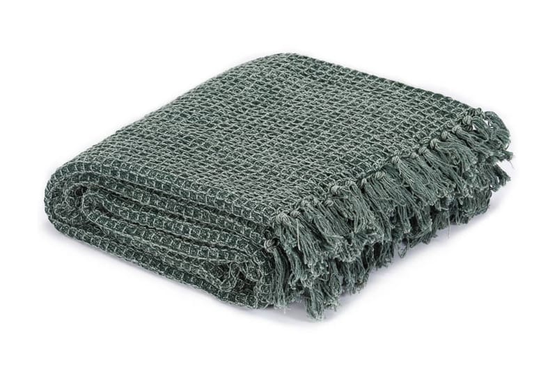 plaid 125 x 150 cm bomuld mørkegrøn - Grøn - Tekstiler - Pude & plaid - Tæpper & plaider