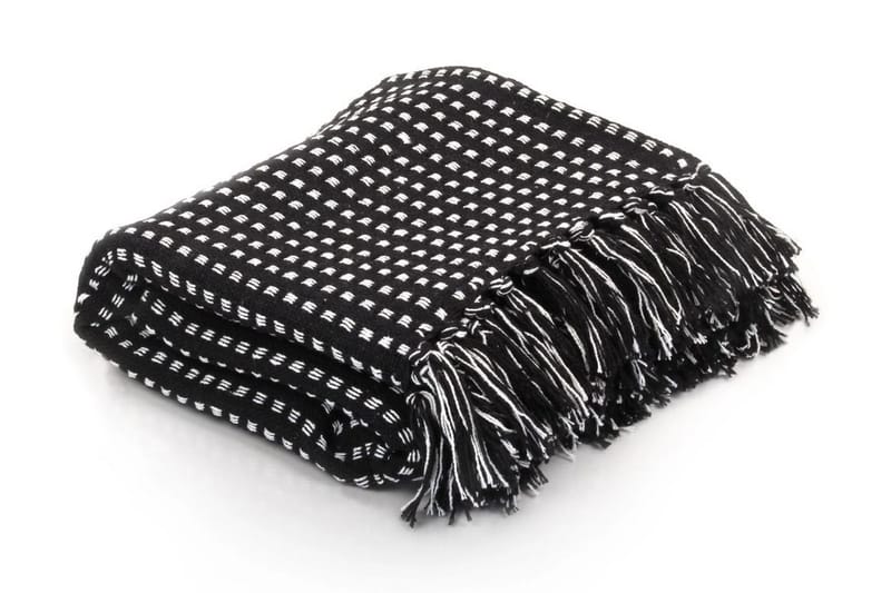 Plaid Bomuld Firkanter 125 X 150 Cm Sort - Sort - Tekstiler - Pude & plaid - Tæpper & plaider