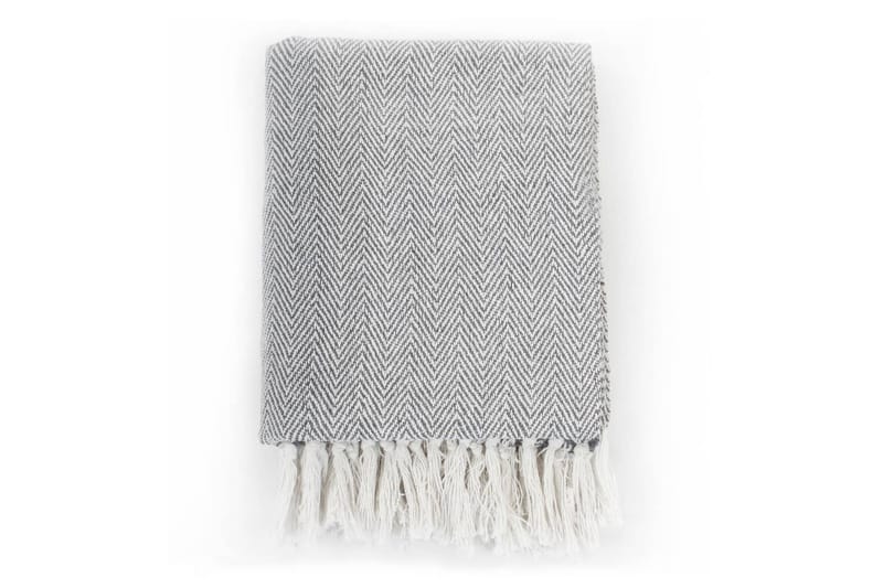 Plaid Bomuld Sildebensmønstret 125 X 150 Cm Gr�å - Grå - Tekstiler - Pude & plaid - Tæpper & plaider