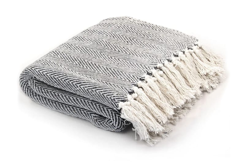 Plaid Bomuld Sildebensmønstret 125 X 150 Cm Marineblå - Blå - Tekstiler - Pude & plaid - Tæpper & plaider