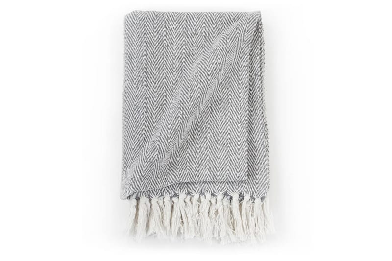 Plaid Bomuld Sildebensmønstret 160 X 210 Cm Gr�å - Grå - Tekstiler - Pude & plaid - Tæpper & plaider