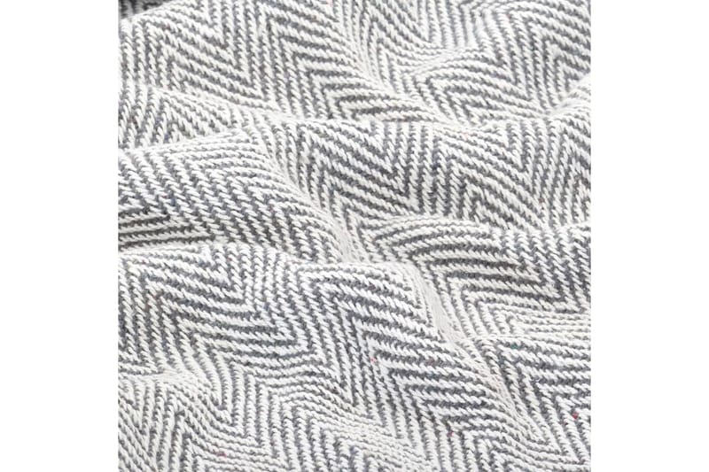 Plaid Bomuld Sildebensmønstret 160 X 210 Cm Grå - Grå - Tekstiler - Pude & plaid - Tæpper & plaider