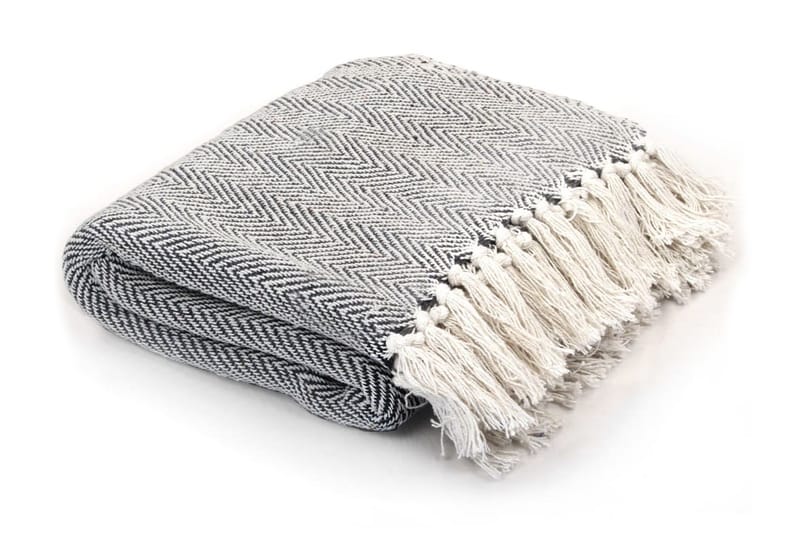 Plaid Bomuld Sildebensmønstret 160 X 210 Cm Marineblå - Blå - Tekstiler - Pude & plaid - Tæpper & plaider
