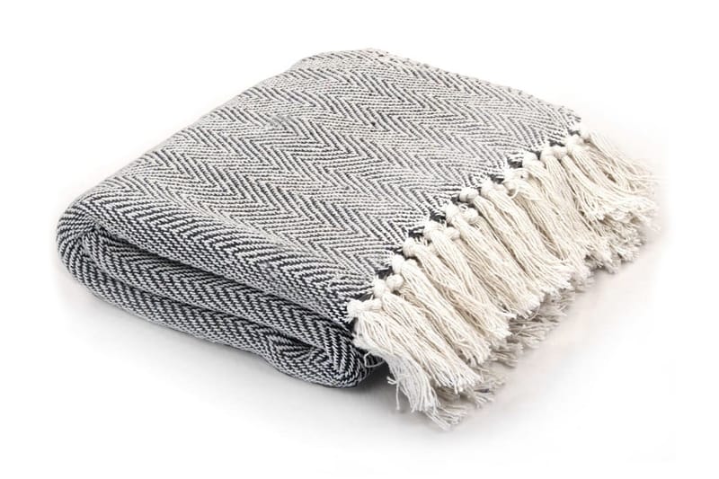 Plaid Bomuld Sildebensmønstret 220 X 250 Cm Marineblå - Blå - Tekstiler - Pude & plaid - Tæpper & plaider