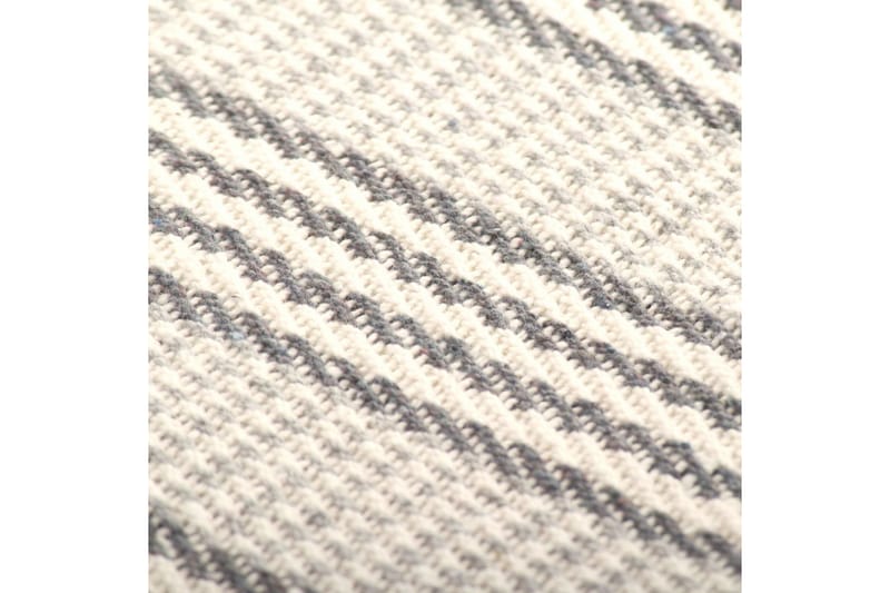 Plaid Bomuld Stribet 220 X 250 Cm Grå Og Hvid - Grå - Tekstiler - Pude & plaid - Tæpper & plaider