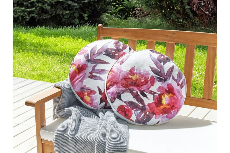 Trepuzzi Udendørspude 40 cm Rund - Hvid/Pink - Tekstiler - Pude & plaid - Udendørs puder