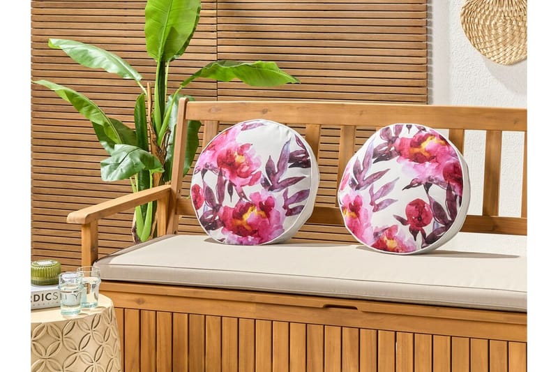 Trepuzzi Udendørspude 40 cm Rund - Hvid/Pink - Tekstiler - Pude & plaid - Udendørs puder
