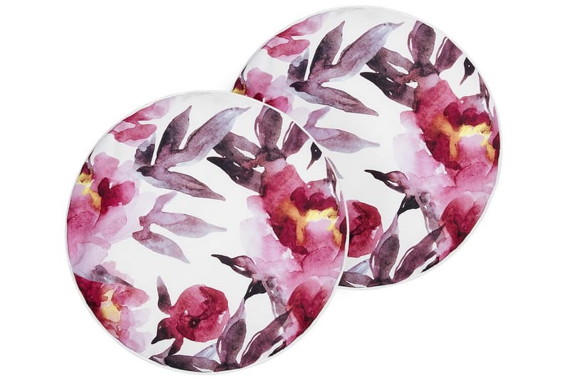 Trepuzzi Udendørspude 40 cm Rund - Hvid/Pink - Tekstiler - Pude & plaid - Udendørs puder