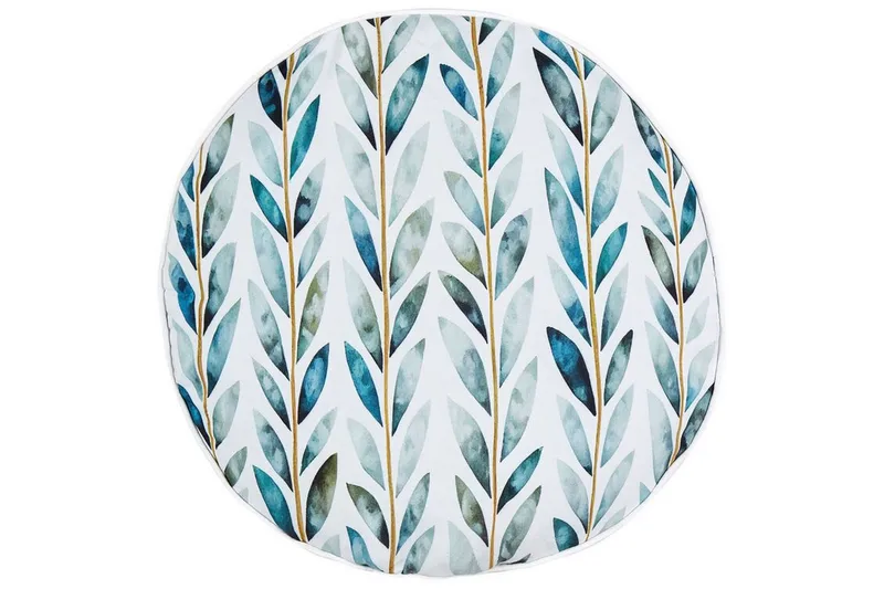 Tricase Udendørspude 40 cm Rund, Hvid/Grøn