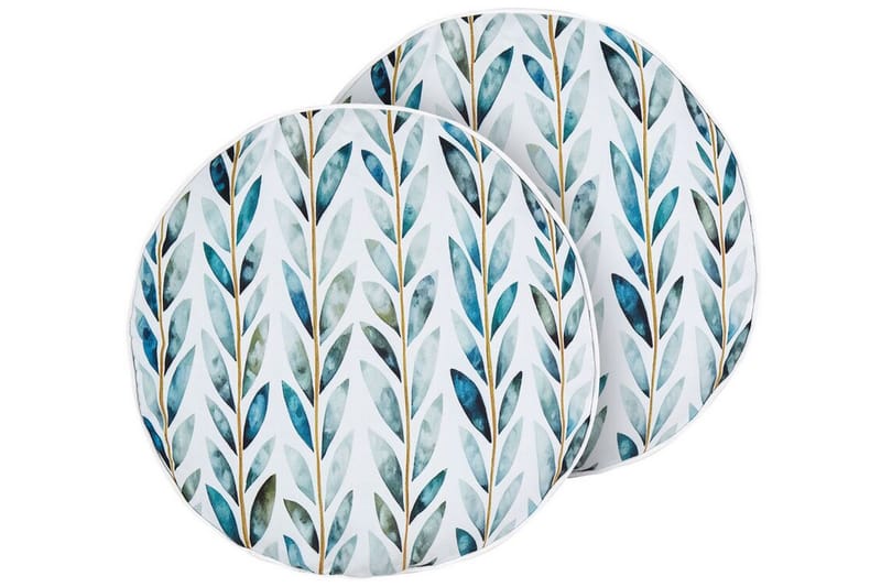 Tricase Udendørspude 40 cm Rund - Hvid/Grøn - Møbler - Borde - Sofabord