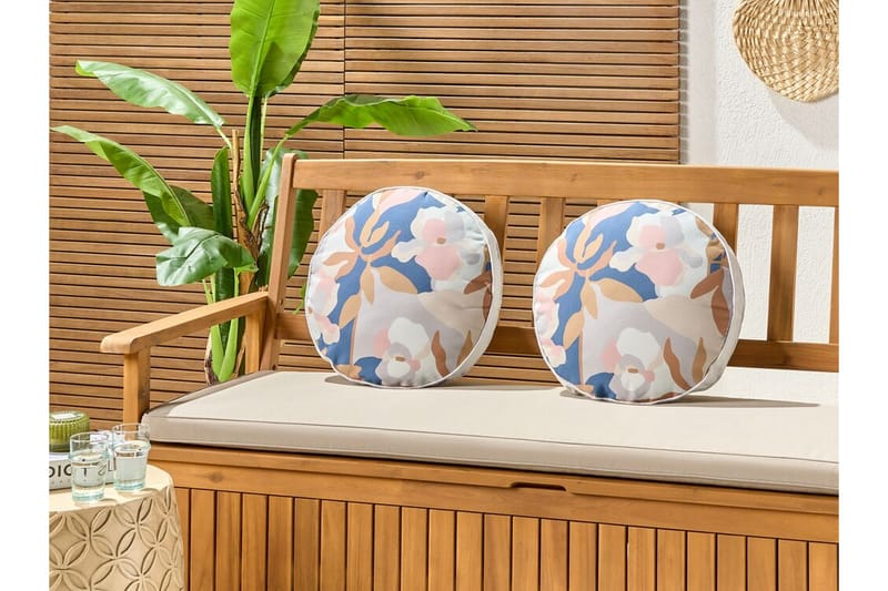 Vernole Udendørspude 40 cm Rund 2 stk - Hvid/Blå/Pink - Tekstiler - Pude & plaid - Udendørs puder
