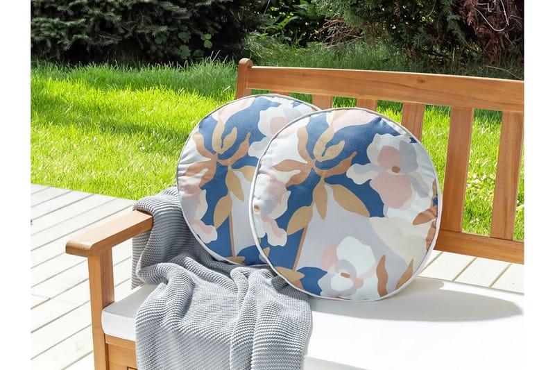Vernole Udendørspude 40 cm Rund - Hvid/Blå/Pink - Tekstiler - Pude & plaid - Udendørs puder