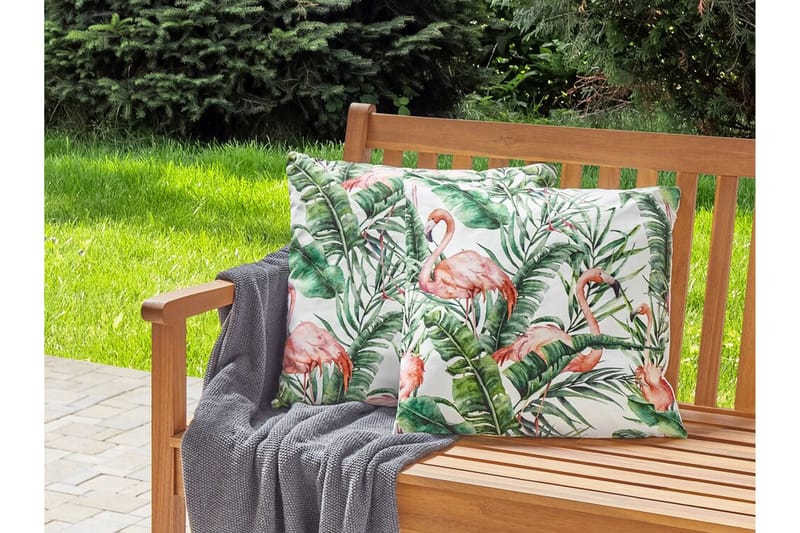 Visper Udendørspude 45x45 cm - Hvid/Grøn/Pink - Tekstiler - Pude & plaid - Udendørs puder