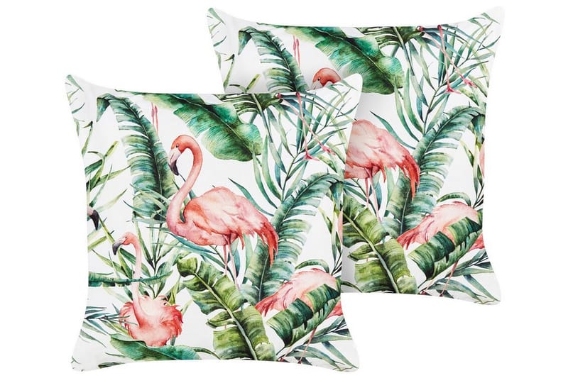 Visper Udendørspude 45x45 cm - Hvid/Grøn/Pink - Tekstiler - Pude & plaid - Udendørs puder