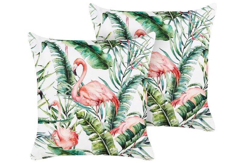 Visper Udendørspude 45x45 cm - Hvid/Grøn/Pink - Tekstiler - Pude & plaid - Udendørs puder