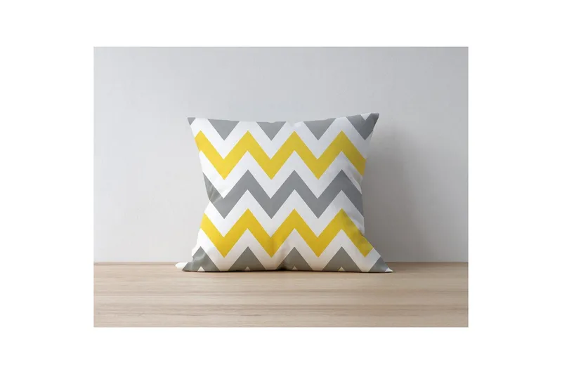 Zerra Pyntepude 43x43 cm, Gul/Grå