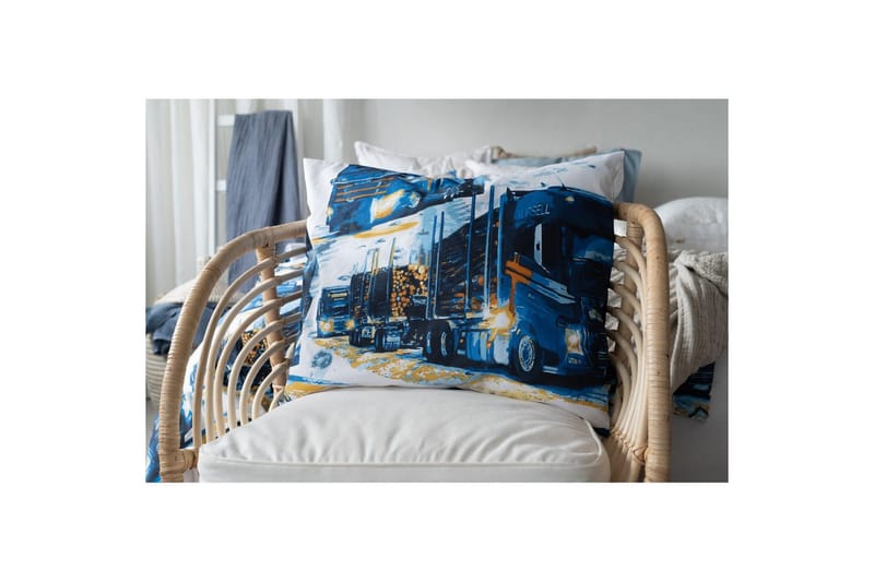 Dynebetræk Enkeltseng 2-Dele Lastbiler Marineblå - Tekstiler - Sengetøj - Sengesæt & dynesæt - Dynesæt enkeltseng