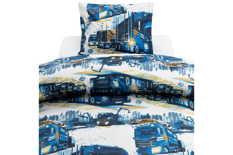 Dynebetræk Enkeltseng 2-Dele Lastbiler Marineblå, undefined