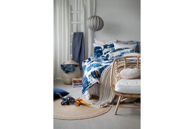 Dynebetræk Enkeltseng 2-Dele Lastbiler Marineblå - Tekstiler - Sengetøj - Sengesæt & dynesæt - Dynesæt enkeltseng