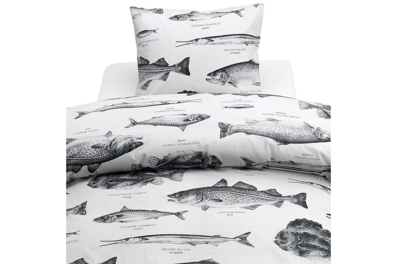 Dynebetræk Enkeltseng 2-Dele Havfisk Hvid, undefined