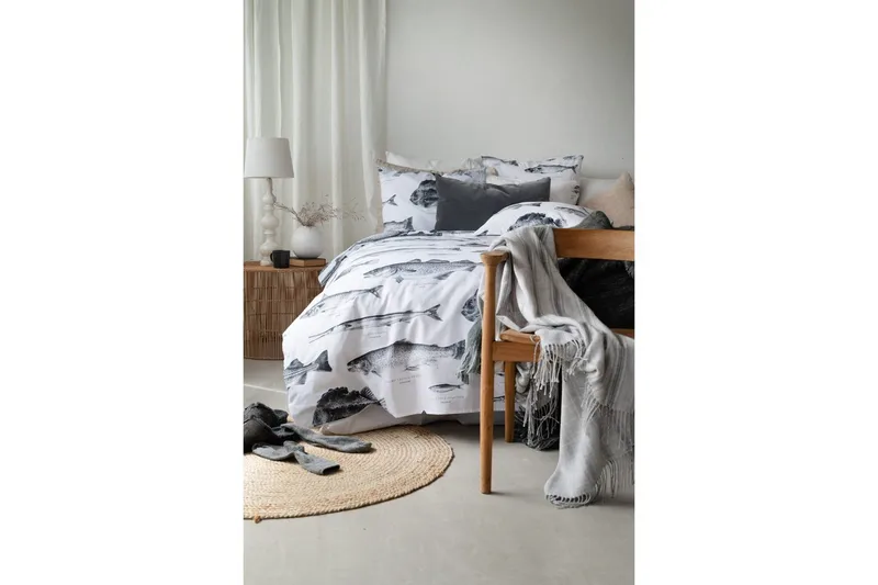 Dynebetræk Enkeltseng 2-Dele Havfisk Hvid - Tekstiler - Sengetøj - Sengesæt & dynesæt - Dynesæt enkeltseng