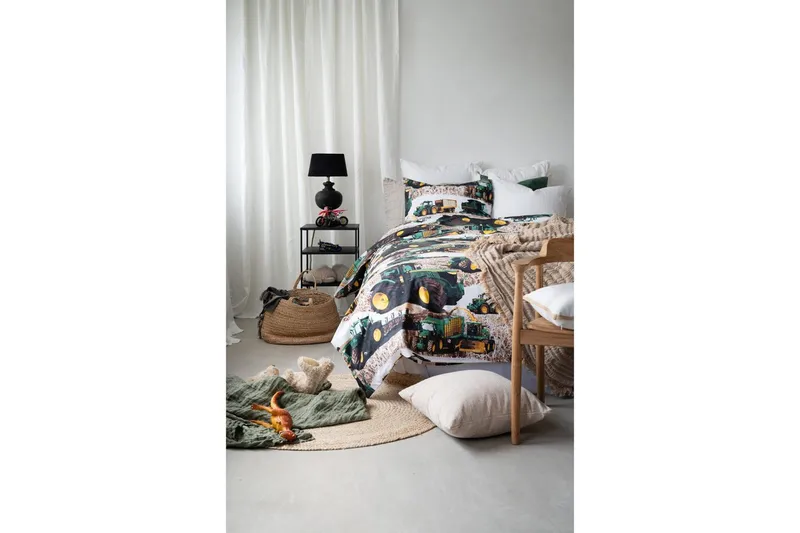 Dynebetræk Enkeltseng 2-Delers Mejetærsker Grøn - Tekstiler - Sengetøj - Sengesæt & dynesæt - Dynesæt enkeltseng