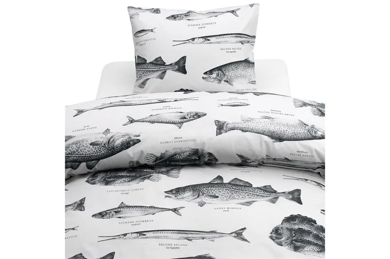 Dynebetræk Enkeltseng 2-Dele Havfisk Hvid, undefined