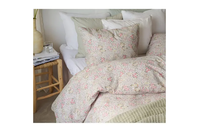 Dynebetræk Enkeltseng 2-Dele Floret Sand - Brun - Tekstiler - Sengetøj - Sengesæt & dynesæt