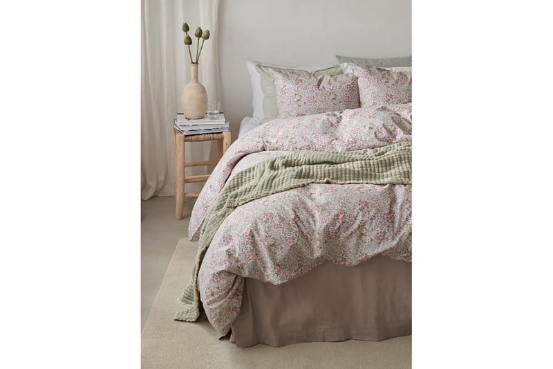 Dynebetræk Enkeltseng 2-Dele Floret Sand - Brun - Tekstiler - Sengetøj - Dyne