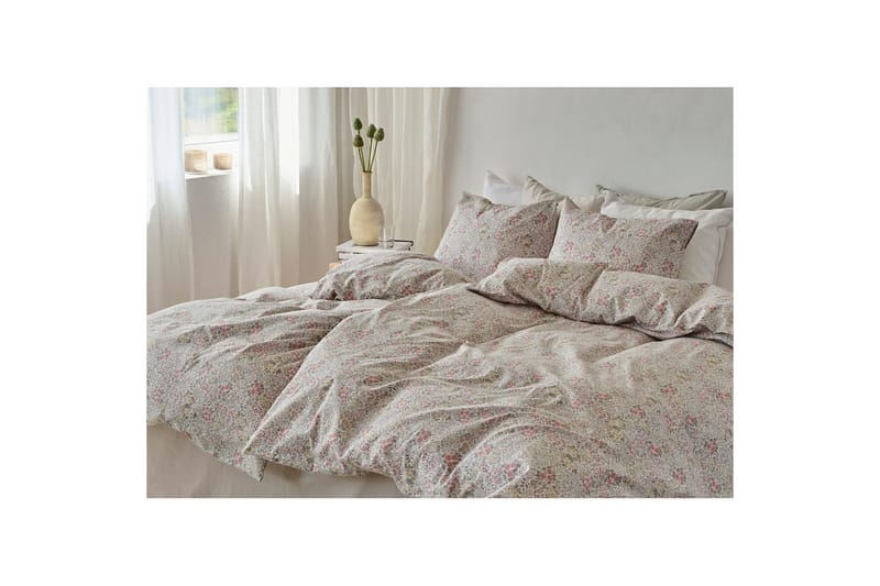 Dynebetræk Enkeltseng 2-Dele Floret Sand - Brun - Tekstiler - Sengetøj - Dyne