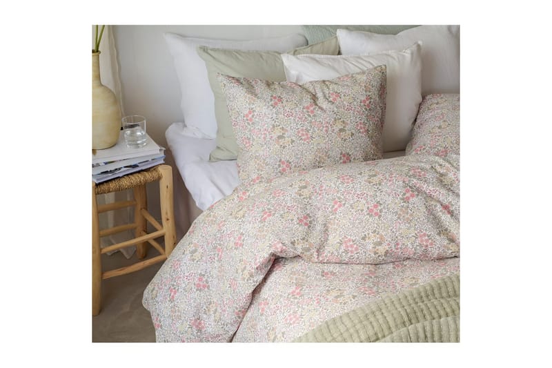 Dynebetræk Enkeltseng 2-Dele Floret Sand - Brun - Tekstiler - Sengetøj - Dyne