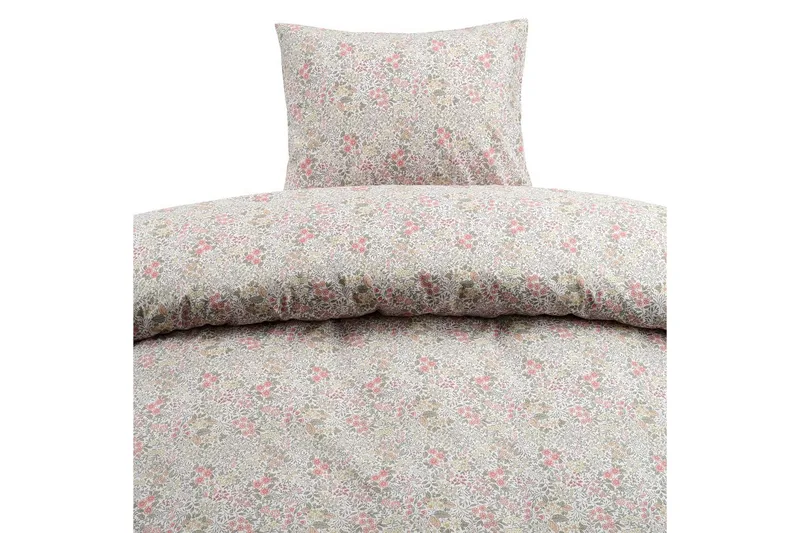 Dynebetræk Enkeltseng 2-Dele Floret Sand - Brun - Tekstiler - Sengetøj - Sengesæt & dynesæt