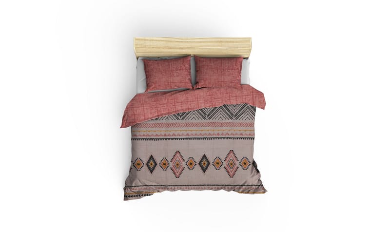 Botswana sengesæt 240x220 cm - Tegl rød Gul Hvid Sort - Tekstiler - Sengetøj - Sengesæt & dynesæt