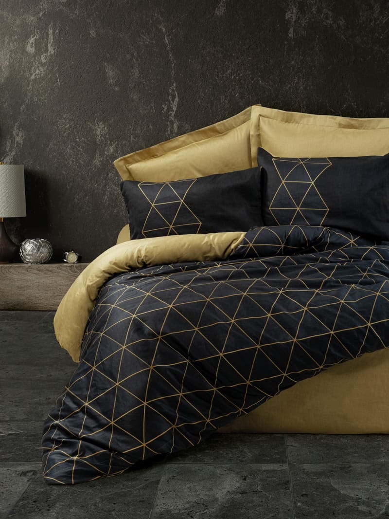 Branlor sengesæt 140x200 cm - Veta Guld Sort - Tekstiler - Sengetøj - Sengesæt & dynesæt