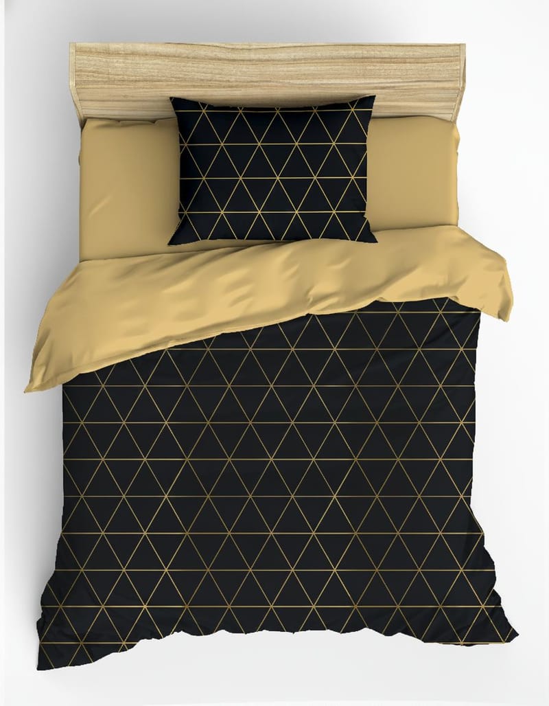 Branlor sengesæt 140x200 cm - Veta Guld Sort - Tekstiler - Sengetøj - Sengesæt & dynesæt