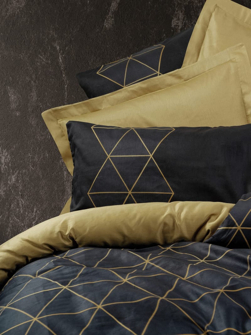 Branlor sengesæt 240x220 cm - Guld og Sort - Tekstiler - Sengetøj - Sengesæt & dynesæt