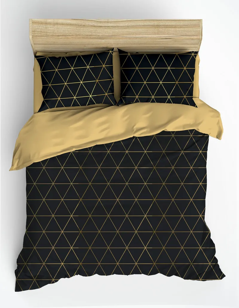 Branlor sengesæt 240x220 cm - Guld/Sort - Tekstiler - Sengetøj - Sengesæt & dynesæt