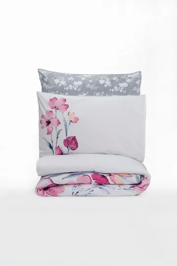 Carla sengesæt 240x220 cm - Grå Hvid Rosa - Tekstiler - Sengetøj - Sengesæt & dynesæt