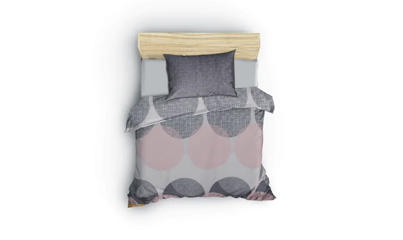 Dilsah sengesæt 140x200 cm, Grå Rosa Hvid