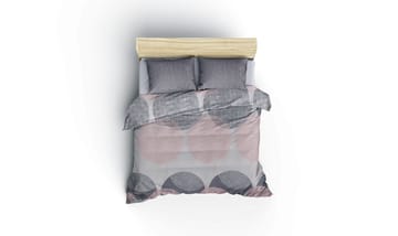 Dilsah sengesæt 200x200 cm - Grå Rosa Hvid - Tekstiler - Sengetøj - Sengesæt & dynesæt