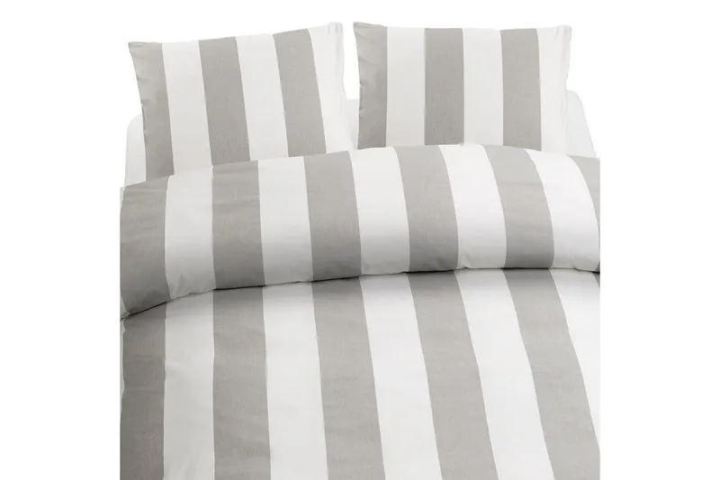 Dynebetræk Dobbelt 3-Del Block Stripe, Grå