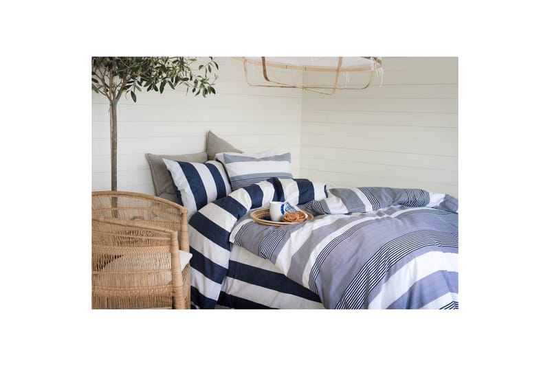Dynebetræk Dobbelt 3-Del Block Stripe - Marineblå - Tekstiler - Sengetøj - Sengesæt & dynesæt